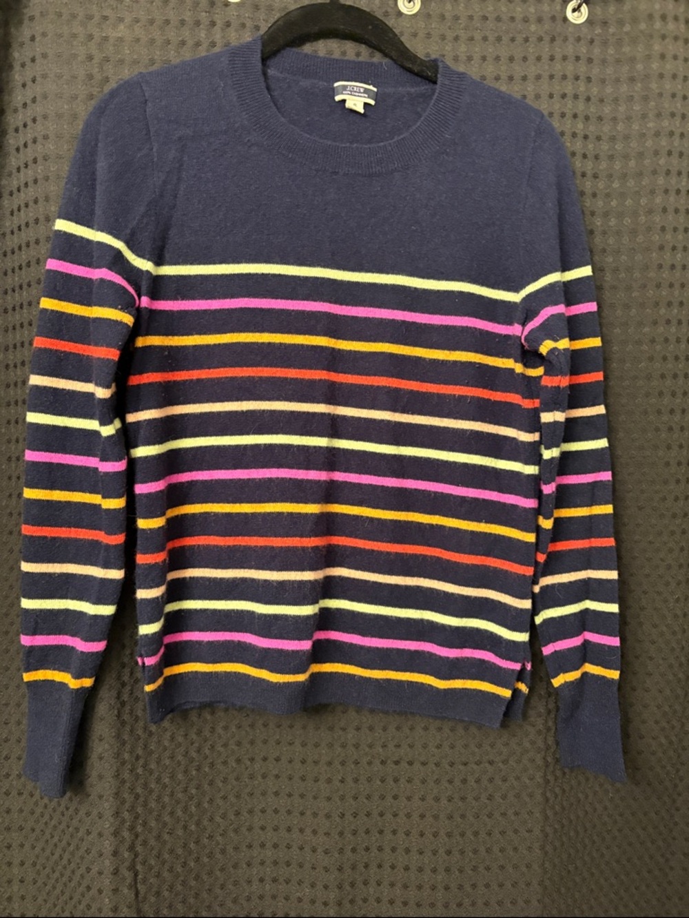 J. Crew Navy Multicolor Striped Crewneck Sweater